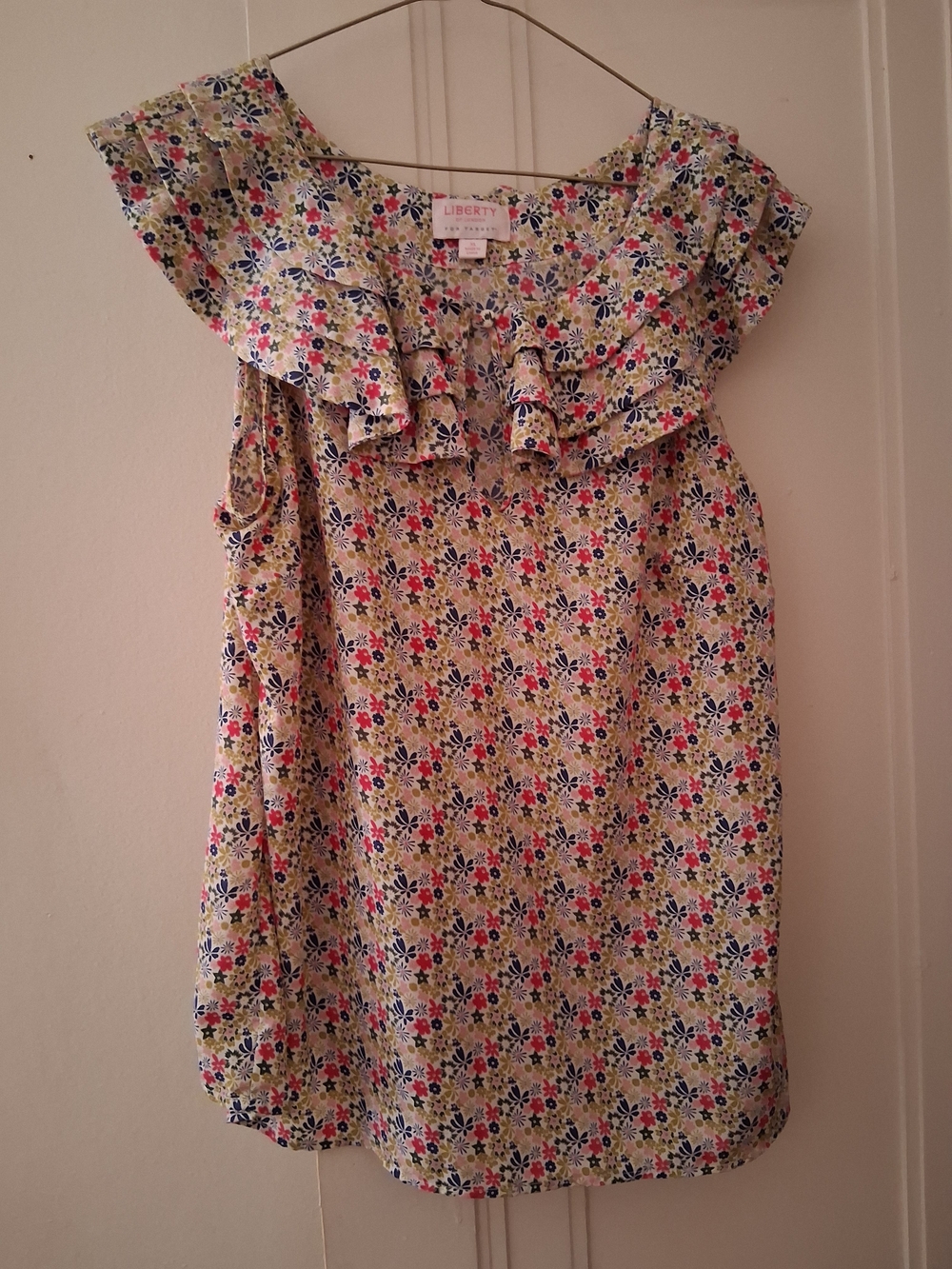 Liberty Kids Floral Ruffle Dress in Yellow and Navy
